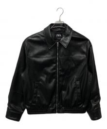 ZARA（ザラ）の古着「エコレザーボンバージャケット」｜ブラック