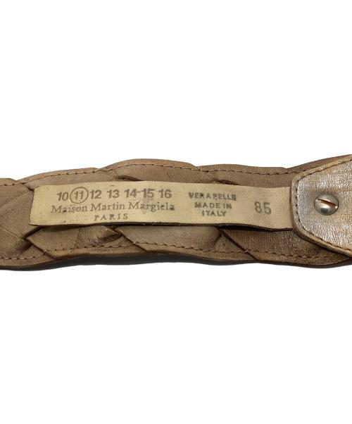 Maison Martin Margiela（メゾンマルタンマルジェラ）Maison Martin Margiela (メゾンマルタンマルジェラ) シルバーペイント加工レザーメッシュベルト ブラウン サイズ:85の古着・服飾アイテム