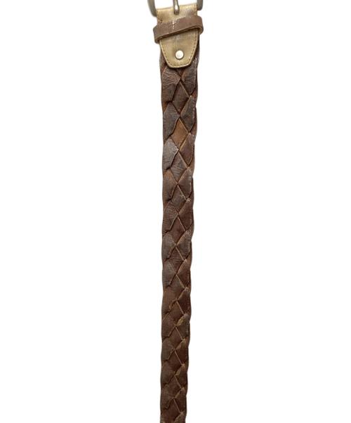 Maison Martin Margiela（メゾンマルタンマルジェラ）Maison Martin Margiela (メゾンマルタンマルジェラ) シルバーペイント加工レザーメッシュベルト ブラウン サイズ:85の古着・服飾アイテム