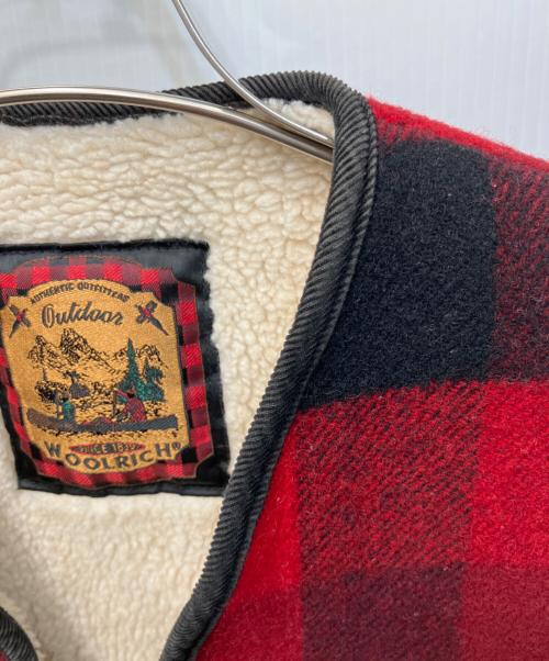 WOOLRICH（ウールリッチ）WOOLRICH (ウールリッチ) バッファローチェックウール裏ボアベスト レッド サイズ:Lの古着・服飾アイテム