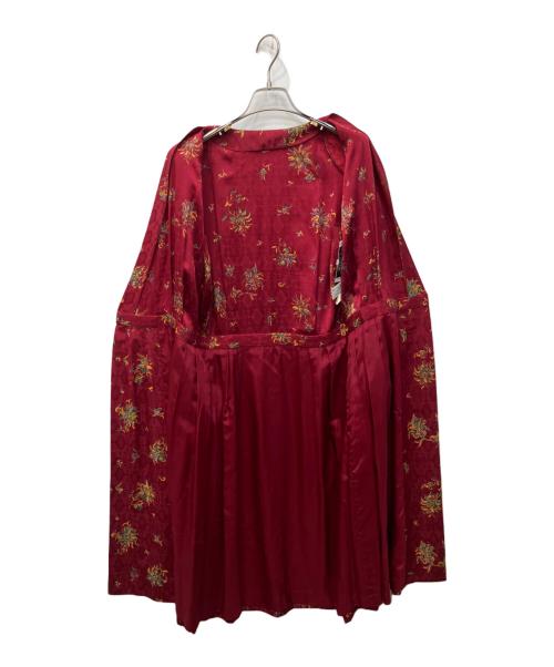 Christian Dior（クリスチャン ディオール）Christian Dior (クリスチャン ディオール) ヴィンテージ総柄カシュクールシルクワンピース レッド サイズ:9の古着・服飾アイテム