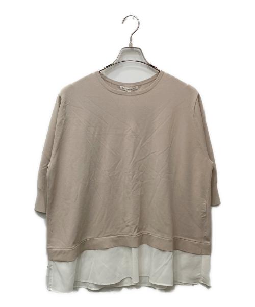 23区（ニジュウサンク）23区 (ニジュウサンク) レーヨンポリエステルストレッチ シャツコンビ ニット ベージュ サイズ:46の古着・服飾アイテム