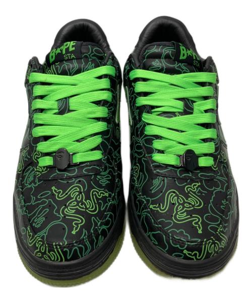 A BATHING APE（アベイシングエイプ）A BATHING APE (アベイシングエイプ) Razer (レイザー) NEON CAMO BAPE STA（ネオンカモベイプスター） ブラック×グリーン サイズ:US9.5の古着・服飾アイテム