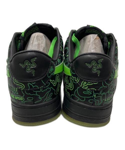 A BATHING APE（アベイシングエイプ）A BATHING APE (アベイシングエイプ) Razer (レイザー) NEON CAMO BAPE STA（ネオンカモベイプスター） ブラック×グリーン サイズ:US9.5の古着・服飾アイテム