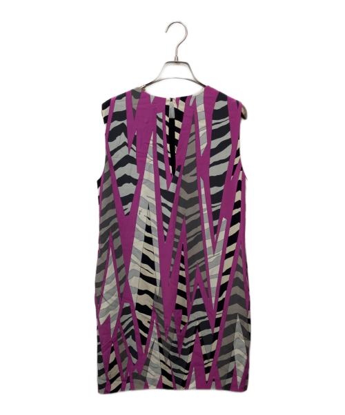 Emilio Pucci（エミリオ プッチ）Emilio Pucci (エミリオ プッチ) 総柄シルク混ノースリーブワンピース パープル サイズ:36の古着・服飾アイテム