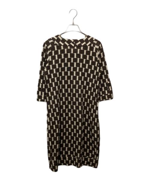 DIANE VON FURSTENBERG（ダイアンフォンファステンバーグ）DIANE VON FURSTENBERG (ダイアンフォンファステンバーグ) シルクジャージー総柄ワンピース ブラウン サイズ:2の古着・服飾アイテム