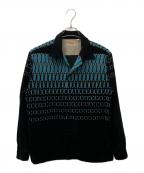 STYLE EYESスタイルアイズ）の古着「Elvis Dot Open Shirt（エルビスドットオープンシャツ）」｜ブラック×スカイブルー