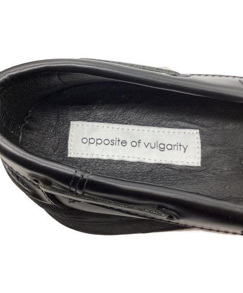 opposite of vulgarity（オポジット オブ ブルガリティー）opposite of vulgarity (オポジット オブ ブルガリティー) デッキシューズ ブラック サイズ:41の古着・服飾アイテム