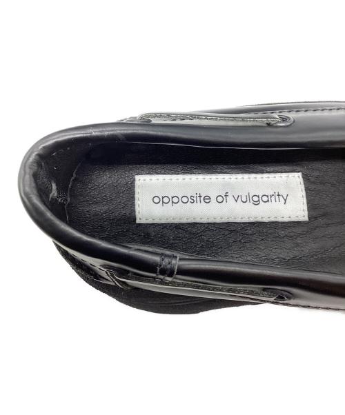 opposite of vulgarity（オポジット オブ ブルガリティー）opposite of vulgarity (オポジット オブ ブルガリティー) デッキシューズ ブラック サイズ:42の古着・服飾アイテム