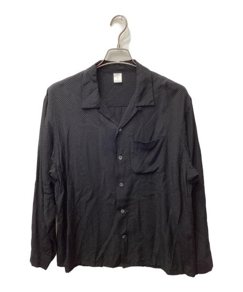 FRONT 11201（フロント 11201）FRONT 11201 (フロント 11201) レーヨンオープンカラーシャツ ブラック サイズ:Lの古着・服飾アイテム