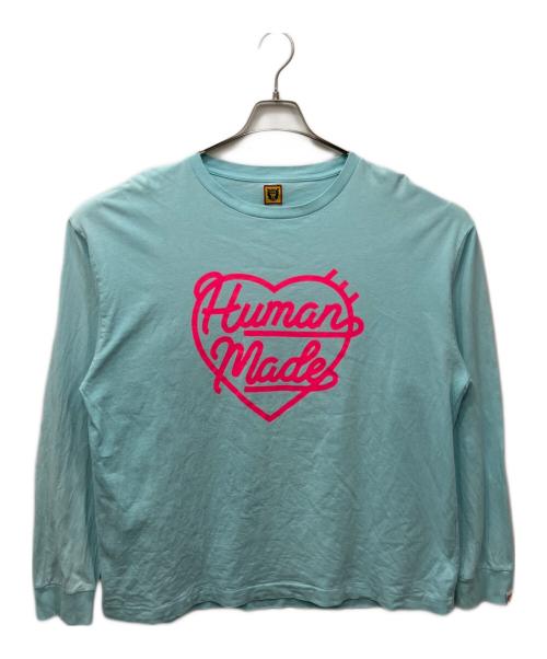 HUMAN MADE（ヒューマンメイド）HUMAN MADE (ヒューマンメイド) HEART L/S T-SHIRT（ハートロングスリーブTシャツ） ブルー サイズ:XXLの古着・服飾アイテム