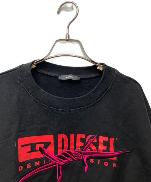 DIESEL（ディーゼル）DIESEL (ディーゼル) 有刺鉄線刺繍スウェット ブラック サイズ:Sの古着・服飾アイテム