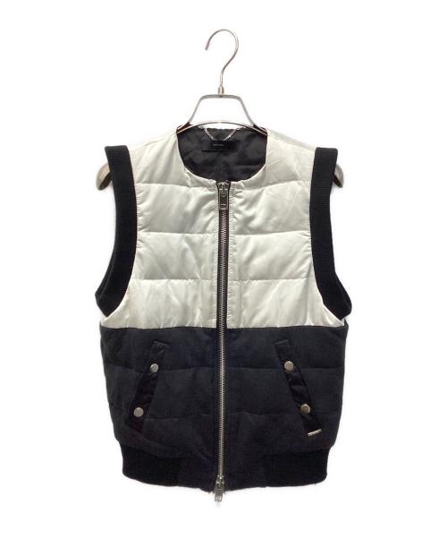 DIESEL（ディーゼル）DIESEL (ディーゼル) バイカラーダブルジップダウンベスト ホワイト×ブラック サイズ:XSの古着・服飾アイテム