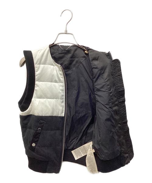 DIESEL（ディーゼル）DIESEL (ディーゼル) バイカラーダブルジップダウンベスト ホワイト×ブラック サイズ:XSの古着・服飾アイテム