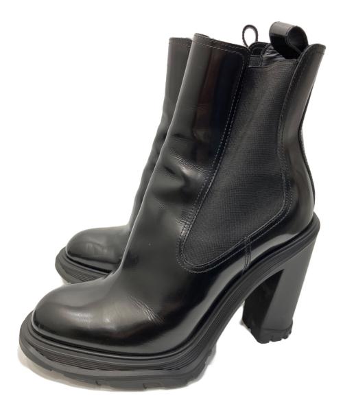 ALEXANDER McQUEEN（アレキサンダーマックイーン）ALEXANDER McQUEEN (アレキサンダーマックイーン) Leather Heeled Chelsea Boots/レザーヒールドチェルシーブーツ ブラック サイズ:38の古着・服飾アイテム