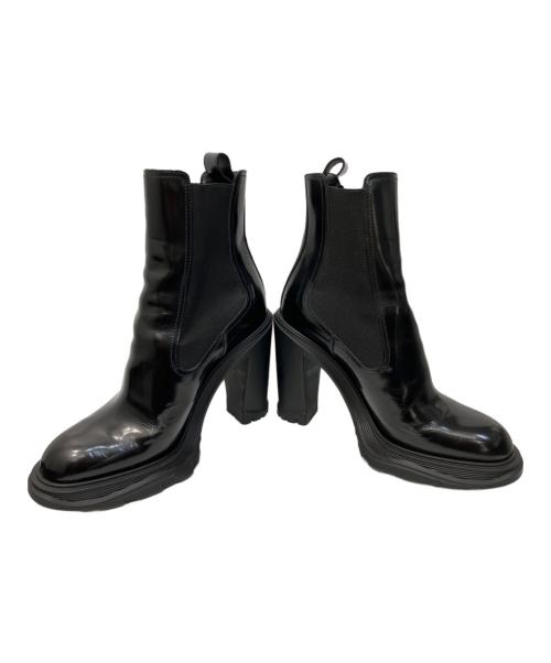 ALEXANDER McQUEEN（アレキサンダーマックイーン）ALEXANDER McQUEEN (アレキサンダーマックイーン) Leather Heeled Chelsea Boots/レザーヒールドチェルシーブーツ ブラック サイズ:38の古着・服飾アイテム