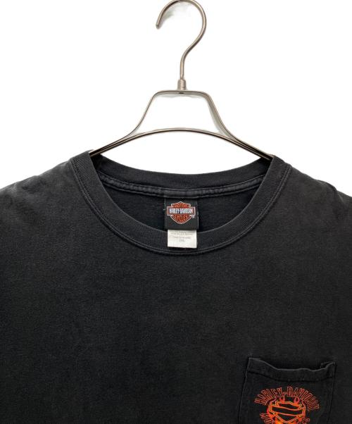 HARLEY-DAVIDSON（ハーレーダビッドソン）HARLEY-DAVIDSON (ハーレーダビッドソン) 00sファイヤーフレイムロングスリーブカットソー ブラック サイズ:2XLの古着・服飾アイテム