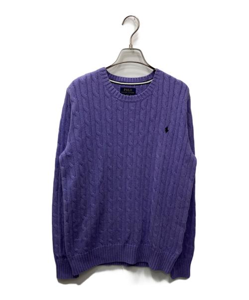POLO RALPH LAUREN（ポロ・ラルフローレン）POLO RALPH LAUREN (ポロ・ラルフローレン) ケーブルニット パープル サイズ:XLの古着・服飾アイテム