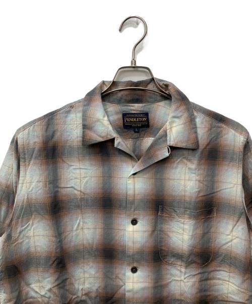 PENDLETON（ペンドルトン）PENDLETON (ペンドルトン) チェックオープンカラーシャツ ブラウン×ブルー サイズ:Lの古着・服飾アイテム