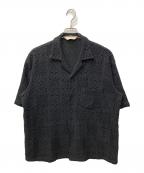 SASQUATCHfabrix.サスクワッチファブリックス）の古着「KNIT LACE OPEN COLLAR H/S SHIRT/ニットレースオープンカラーハーフスリーブシャツ」｜ブラック