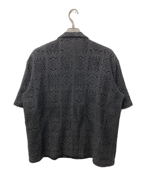 SASQUATCHfabrix.（サスクワッチファブリックス）SASQUATCHfabrix. (サスクワッチファブリックス) KNIT LACE OPEN COLLAR H/S SHIRT/ニットレースオープンカラーハーフスリーブシャツ ブラック サイズ:Lの古着・服飾アイテム