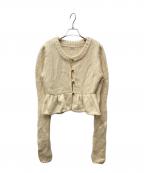 Andequalアンドコール）の古着「gold button puff sleeve knit/ゴールドボタンパフスリーブニット」｜ベージュ