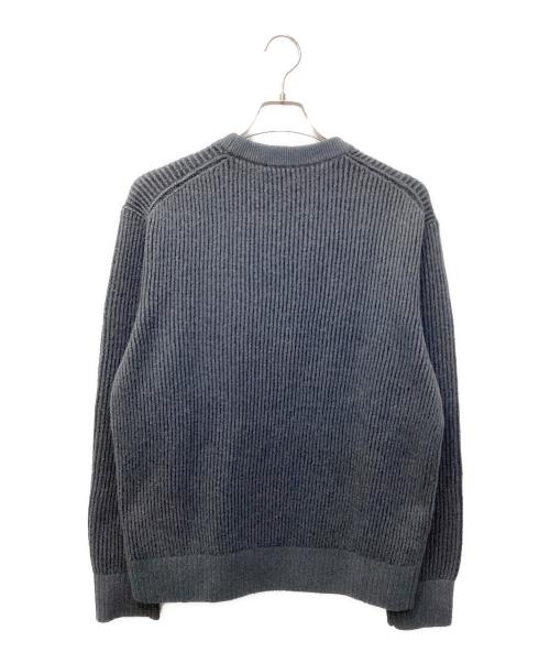 Calvin Klein Jeans（カルバンクラインジーンズ）Calvin Klein Jeans (カルバンクラインジーンズ) インターシャロングスリーブクルーネックセーター グレー×ブルー サイズ:Mの古着・服飾アイテム