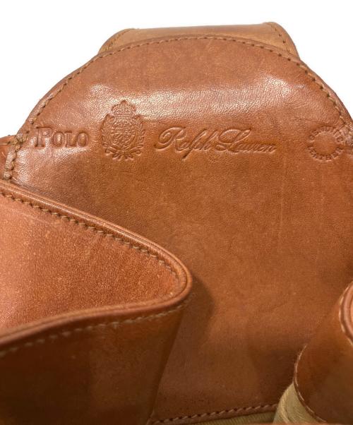 RALPH LAUREN（ラルフローレン）RALPH LAUREN (ラルフローレン) 巾着型ラフィアレザー切り替えワンショルダーバッグ ブラウン×ベージュの古着・服飾アイテム