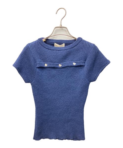 ANDMARY（アンドマリー）ANDMARY (アンドマリー) Heart button mini set up / セットアップニット ブルー サイズ:FREE 未使用品の古着・服飾アイテム