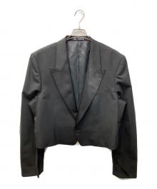 ZARA×Harry Lambert（ザラ×ハリー・ランバート）の古着「ウクロロチェンヌイ ブレイザー・スモキン（クロップドフィットブレザー/スモーキングジャケット）」｜ブラック