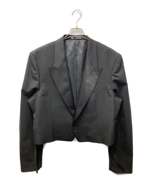 ZARA（ザラ）ZARA (ザラ) HARRY LAMBERT (ハリー・ランバート) ウクロロチェンヌイ ブレイザー・スモキン（クロップドフィットブレザー/スモーキングジャケット） ブラック サイズ:52の古着・服飾アイテム