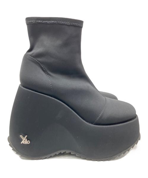 YELLO（イエロ）YELLO (イエロ) TOKYO BLACK PLATFORM SHORT BOOTS / プラットフォームショートブーツ ブラック サイズ:Mの古着・服飾アイテム