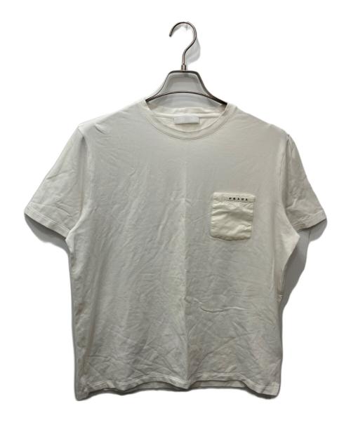 PRADA（プラダ）PRADA (プラダ) ラバーロゴポケットTシャツ ホワイト サイズ:XLの古着・服飾アイテム