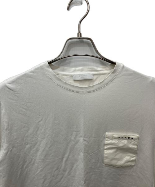 PRADA（プラダ）PRADA (プラダ) ラバーロゴポケットTシャツ ホワイト サイズ:XLの古着・服飾アイテム