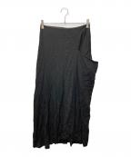 Y'sワイズ）の古着「RAYON CAMBRIC LEFT CLOTH SKIRT/レーヨンキャンブリックレフトクロススカート」｜ブラック
