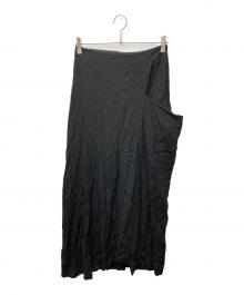 Y's（ワイズ）の古着「RAYON CAMBRIC LEFT CLOTH SKIRT/レーヨンキャンブリックレフトクロススカート」｜ブラック