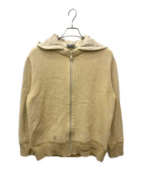 DIESEL（ディーゼル）DIESEL (ディーゼル) ダメージニットジップパーカー ベージュ サイズ:Sの古着・服飾アイテム