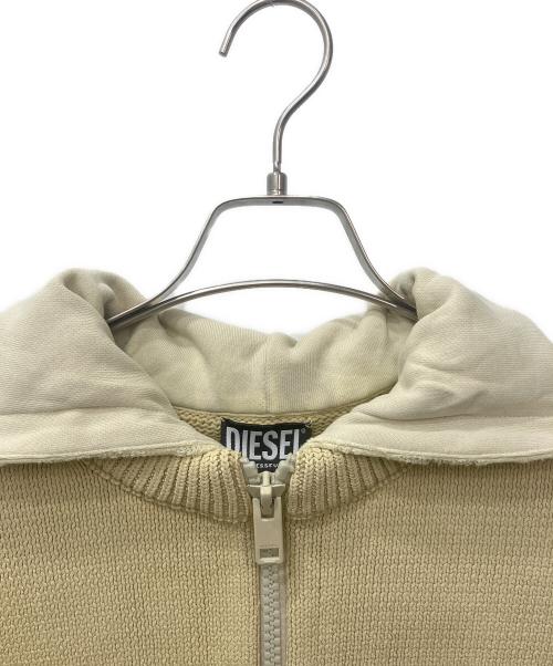 DIESEL（ディーゼル）DIESEL (ディーゼル) ダメージニットジップパーカー ベージュ サイズ:Sの古着・服飾アイテム