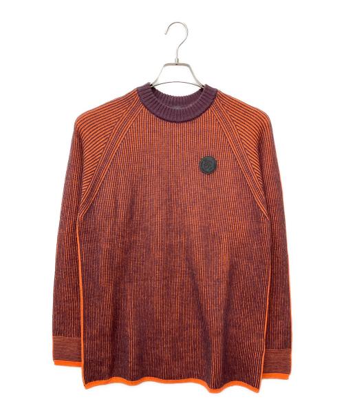 DIESEL（ディーゼル）DIESEL (ディーゼル) モックネックリブワッペンニット オレンジ×ボルドー サイズ:Mの古着・服飾アイテム