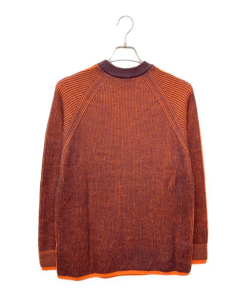 DIESEL（ディーゼル）DIESEL (ディーゼル) モックネックリブワッペンニット オレンジ×ボルドー サイズ:Mの古着・服飾アイテム