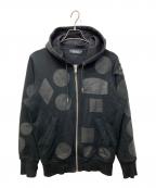 DIESELディーゼル）の古着「レザーパッチジップパーカー」｜ブラック