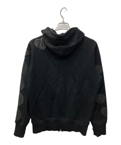 DIESEL（ディーゼル）DIESEL (ディーゼル) レザーパッチジップパーカー ブラック サイズ:Sの古着・服飾アイテム