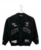 Aape BY A BATHING APEエーエイプ バイ アベイシングエイプ）の古着「college fleece cardigan（カレッジフリースカーディガン）」｜ブラック