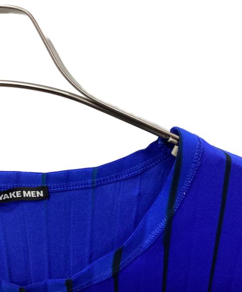 ISSEY MIYAKE MEN（イッセイミヤケメン）ISSEY MIYAKE MEN (イッセイミヤケメン) ストライププリーツTシャツ ブルー サイズ:4の古着・服飾アイテム