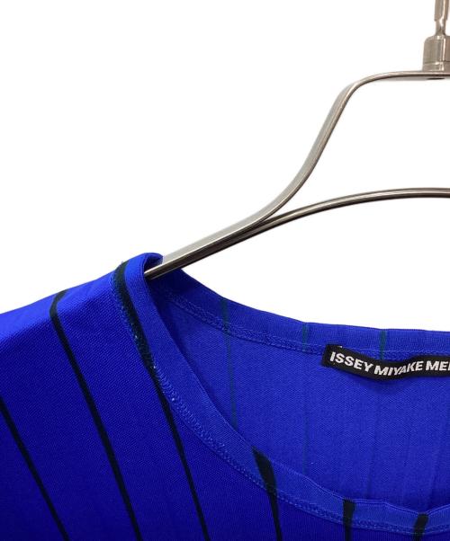 ISSEY MIYAKE MEN（イッセイミヤケメン）ISSEY MIYAKE MEN (イッセイミヤケメン) ストライププリーツTシャツ ブルー サイズ:4の古着・服飾アイテム