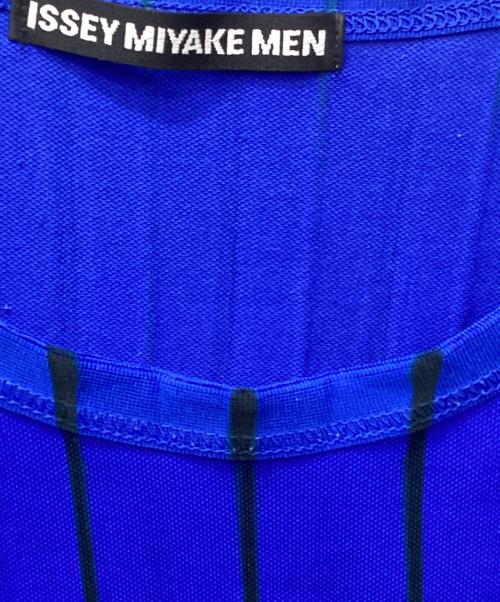 ISSEY MIYAKE MEN（イッセイミヤケメン）ISSEY MIYAKE MEN (イッセイミヤケメン) ストライププリーツTシャツ ブルー サイズ:4の古着・服飾アイテム