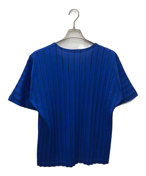 ISSEY MIYAKE MEN（イッセイミヤケメン）ISSEY MIYAKE MEN (イッセイミヤケメン) ストライププリーツTシャツ ブルー サイズ:4の古着・服飾アイテム