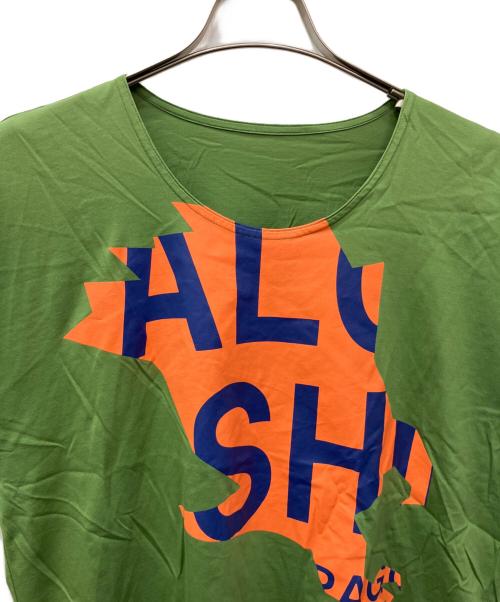 HOMME PLISSE ISSEY MIYAKE（オム プリッセ イッセイ ミヤケ）HOMME PLISSE ISSEY MIYAKE (オム プリッセ イッセイ ミヤケ) バードシルエットロゴTシャツ グリーン サイズ:表記なしの古着・服飾アイテム
