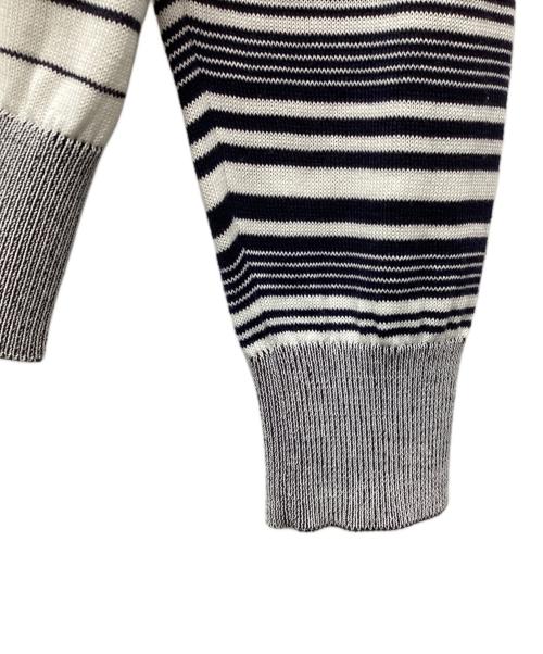 Maison Martin Margiela（メゾンマルタンマルジェラ）Maison Martin Margiela (メゾンマルタンマルジェラ) エルボーパッチコットンボーダーニットセーター ホワイト サイズ:Sの古着・服飾アイテム