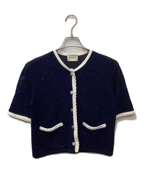 UNITED ARROWS（ユナイテッドアローズ）UNITED ARROWS (ユナイテッドアローズ) メッシュ スパンコール ニットカーディガン ―ウォッシャブル― ネイビー サイズ:表記なしの古着・服飾アイテム